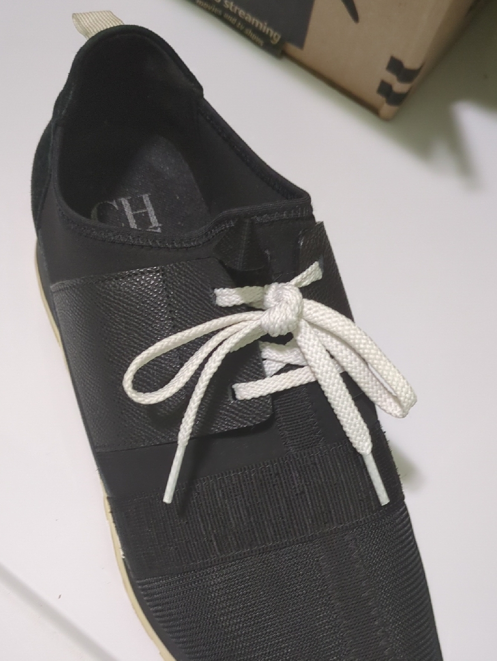 Carolina Herrera Black Runner Sneaker with White Laces